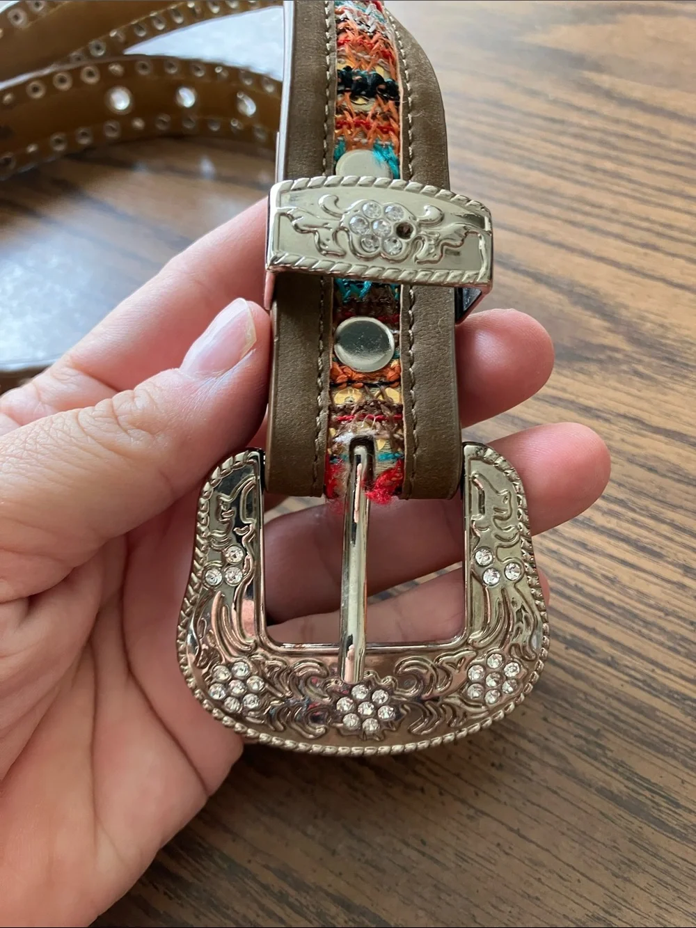 Genuine Leather Western Embellished Belt, XL